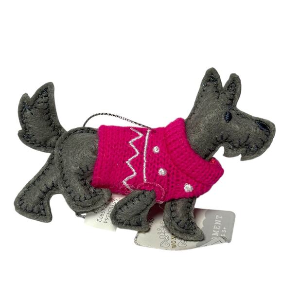 Wondershop Felt Scottie Dog Ornament Gray Puppy Pink Sweater Target Christmas - Picture 1 of 6